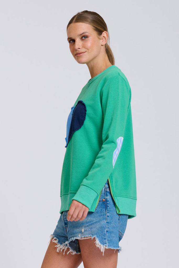 EST Classic Zipside Sweatshirt Heart - Pea Green Combo