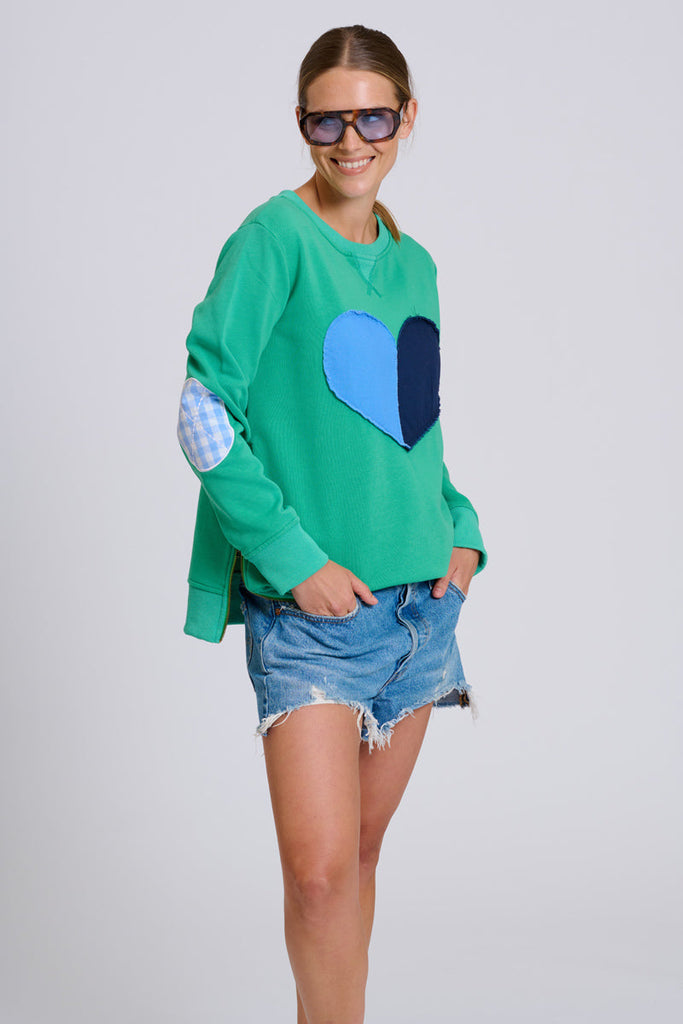 EST Classic Zipside Sweatshirt Heart - Pea Green Combo
