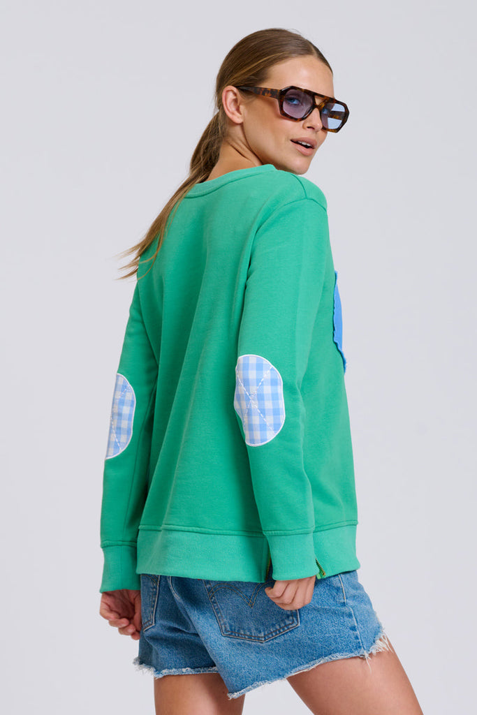 EST Classic Zipside Sweatshirt Heart - Pea Green Combo