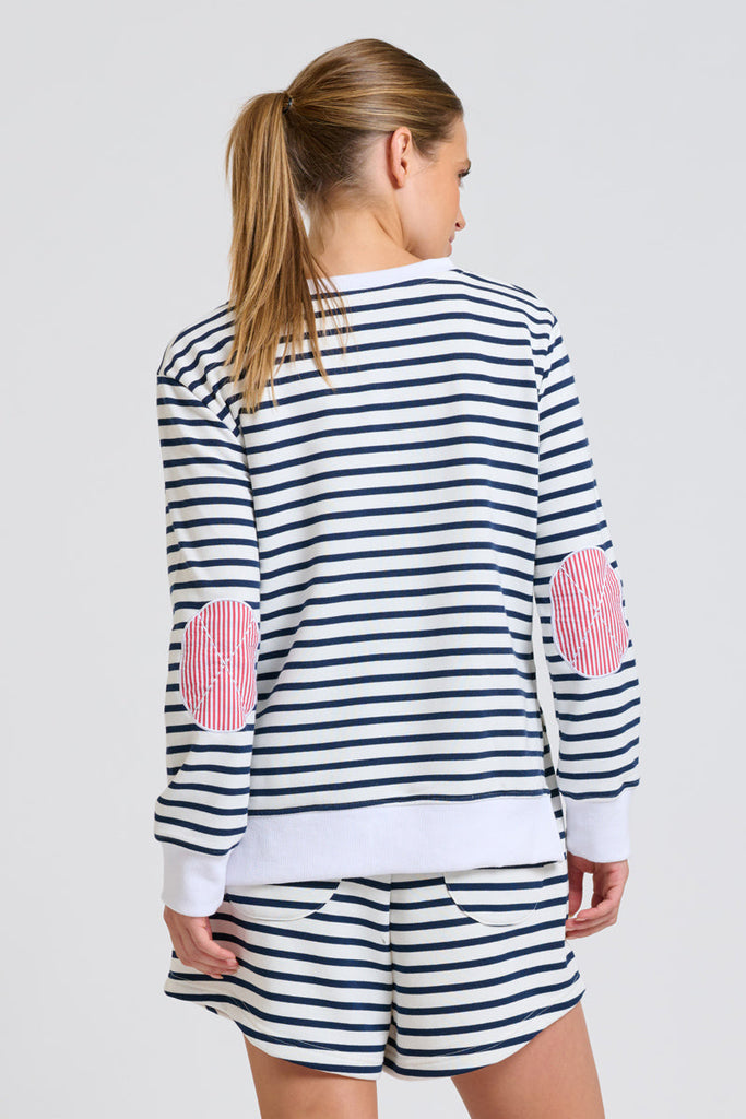 EST Classic Zipside Sweatshirt Nautical - Navy Stripe / Red