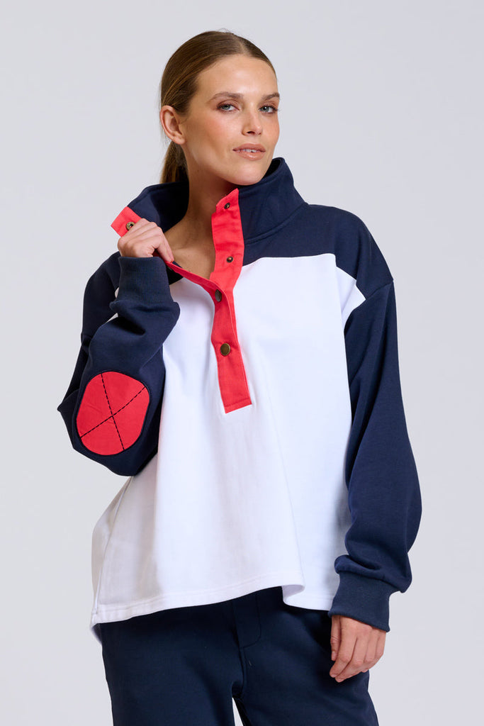 EST Collar Sweatshirt - Navy & White Combo