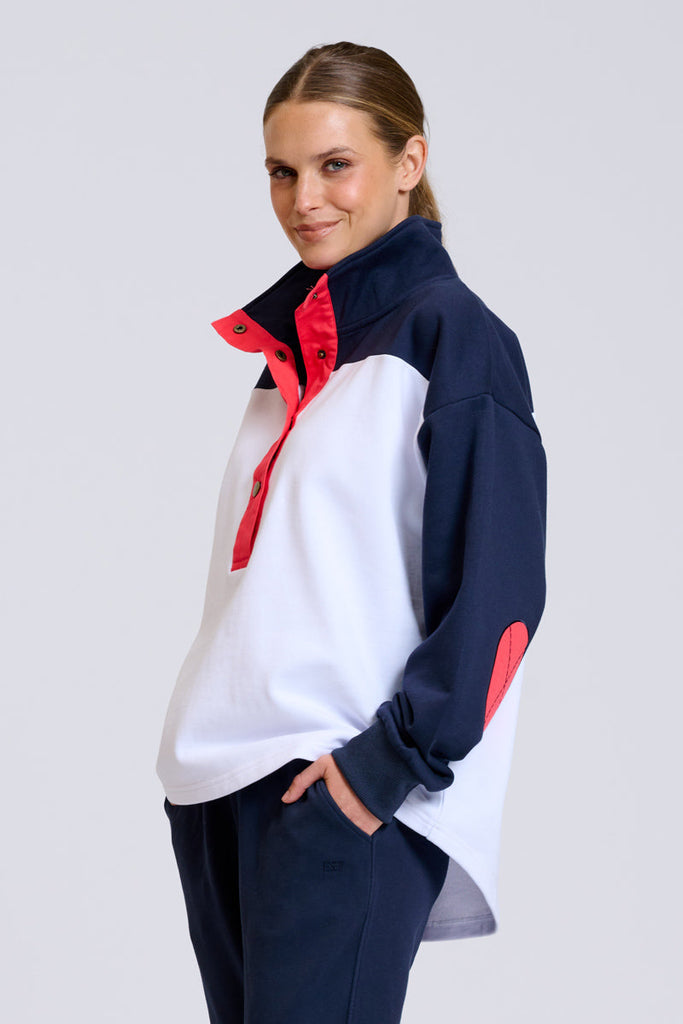 EST Collar Sweatshirt - Navy & White Combo