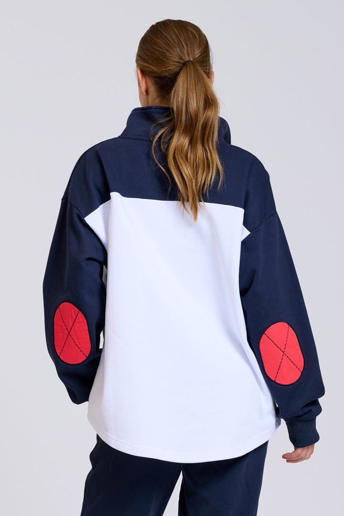 EST Collar Sweatshirt - Navy & White Combo