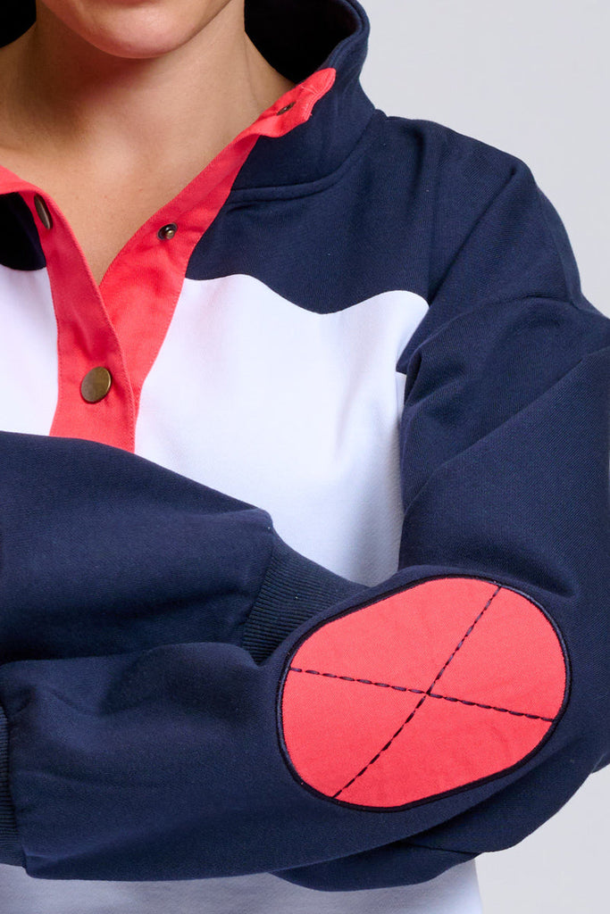 EST Collar Sweatshirt - Navy & White Combo