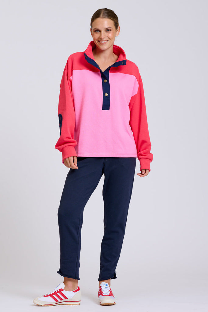 EST Collar Sweatshirt - Pink & Red Combo