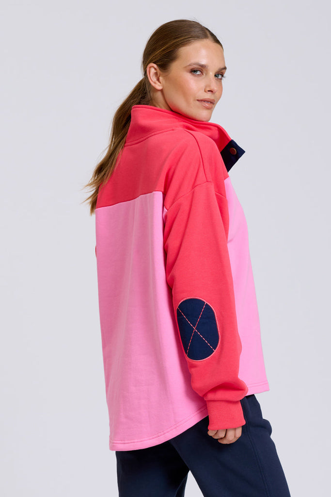 EST Collar Sweatshirt - Pink & Red Combo