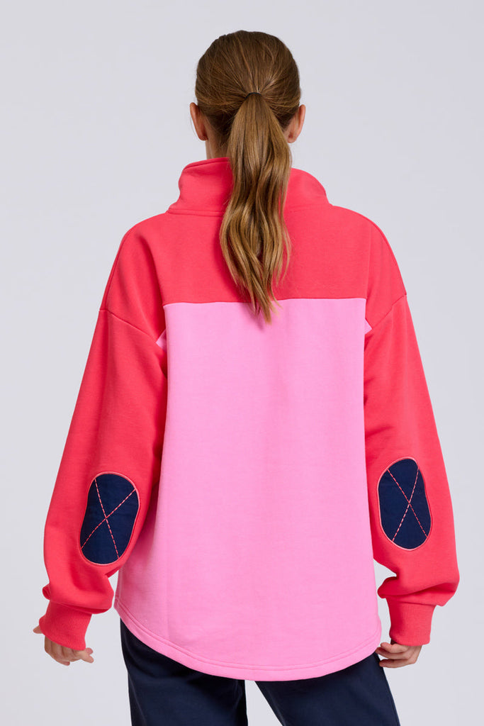 EST Collar Sweatshirt - Pink & Red Combo
