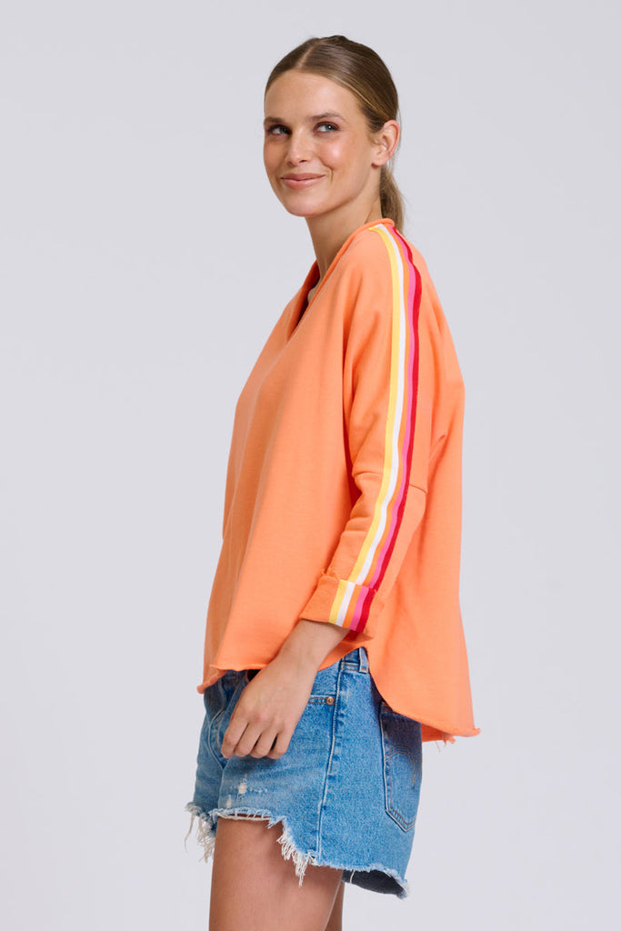 EST Raw V Neck Tape Sweatshirt - Melon