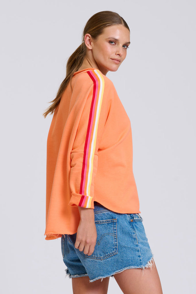EST Raw V Neck Tape Sweatshirt - Melon