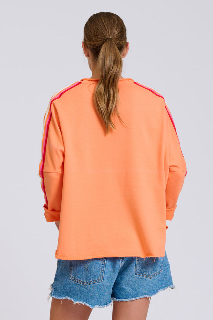 EST Raw V Neck Tape Sweatshirt - Melon