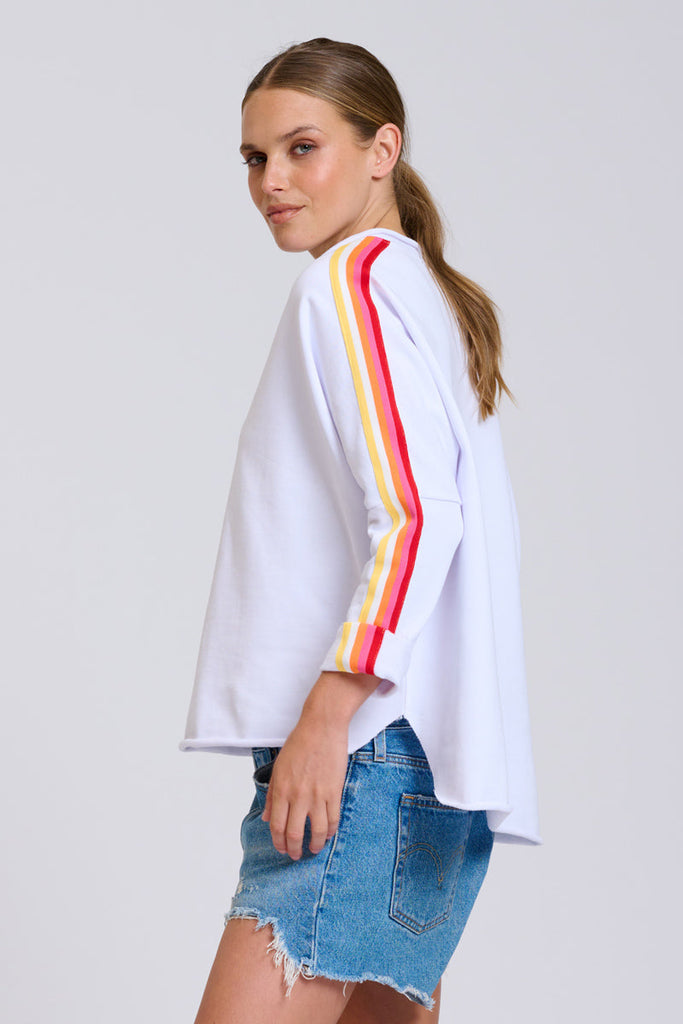 EST Raw V Neck Tape Sweatshirt - White