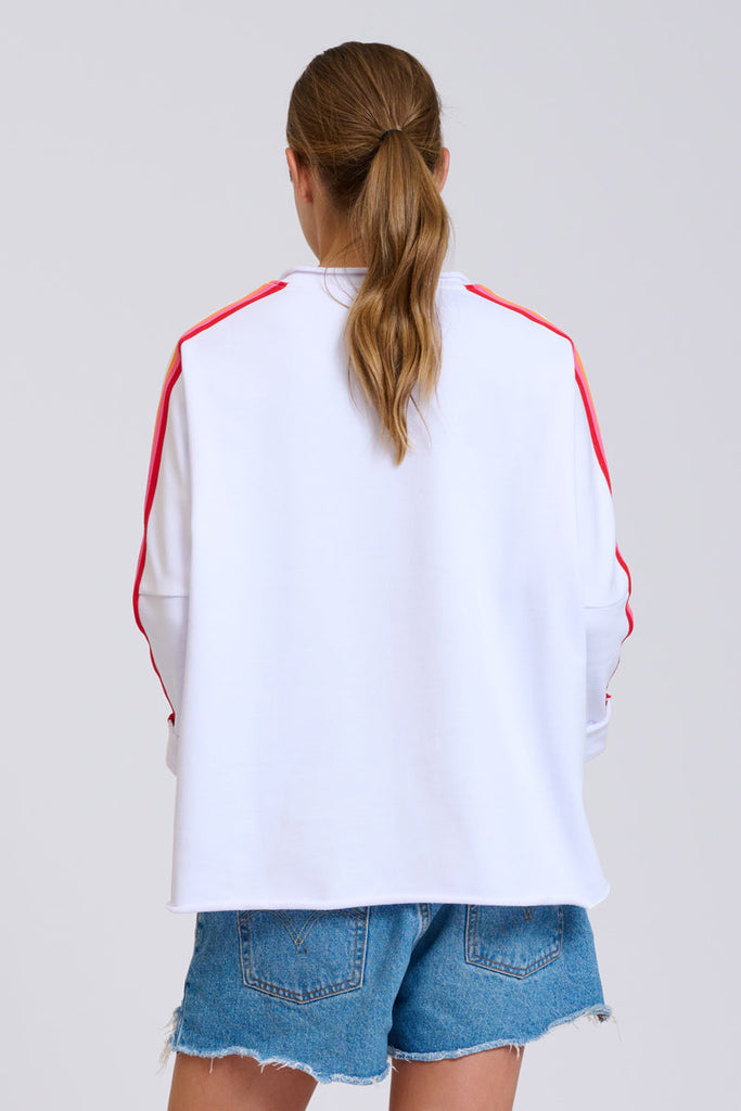 EST Raw V Neck Tape Sweatshirt - White