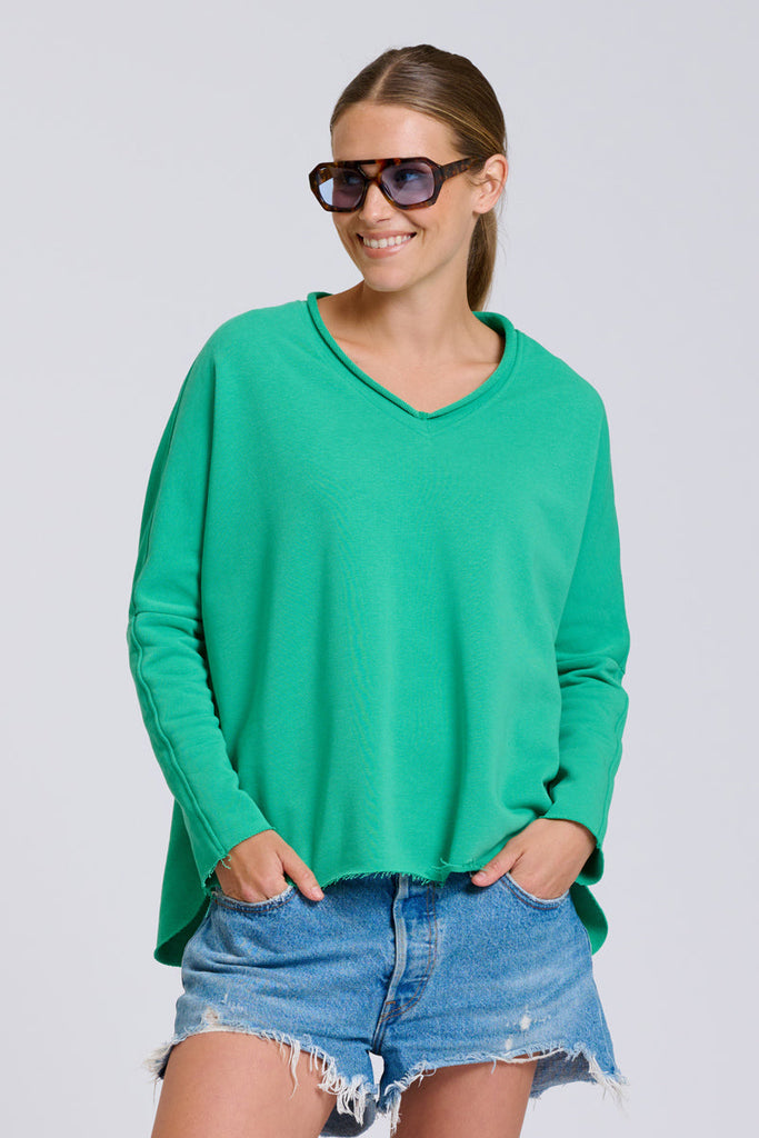 EST Raw V2 Neck Sweatshirt - Pea Green