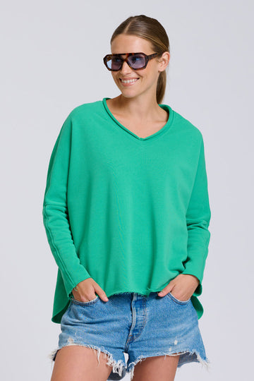 EST Raw V2 Neck Sweatshirt - Pea Green