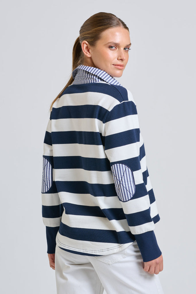 EST Rugby Sweatshirt - French Navy / White Stripe