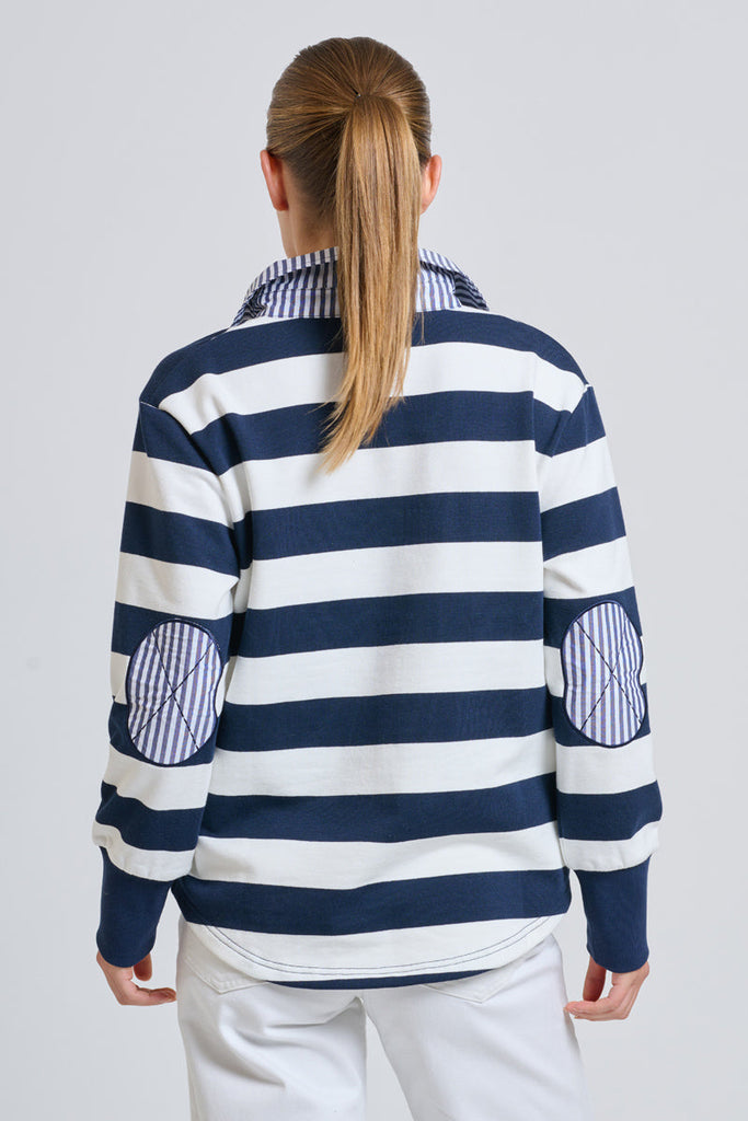 EST Rugby Sweatshirt - French Navy / White Stripe