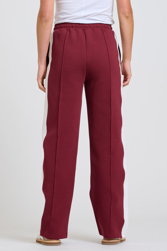 EST Scuba Trackpant - Plum With Ivory Stripe