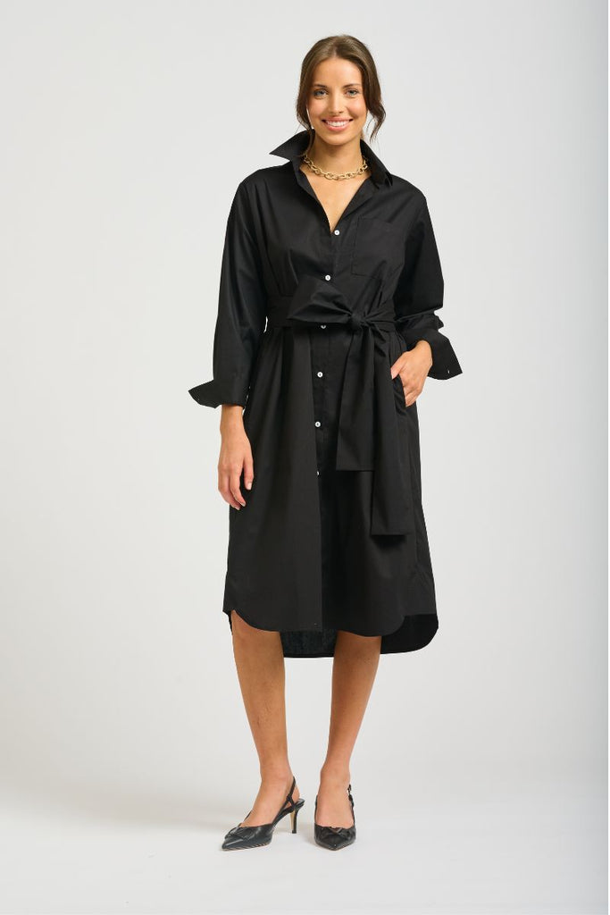 The Georgie Gatherback Shirtdress - Black| Shirty Style Clothing