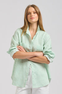 The Girlfriend Shirt - Green Stripe