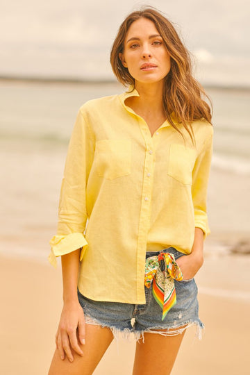 The Girlfriend Relaxed Linen Shirt - Lemon