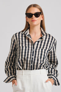 The Girlfriend Relaxed Linen Shirt - Navy