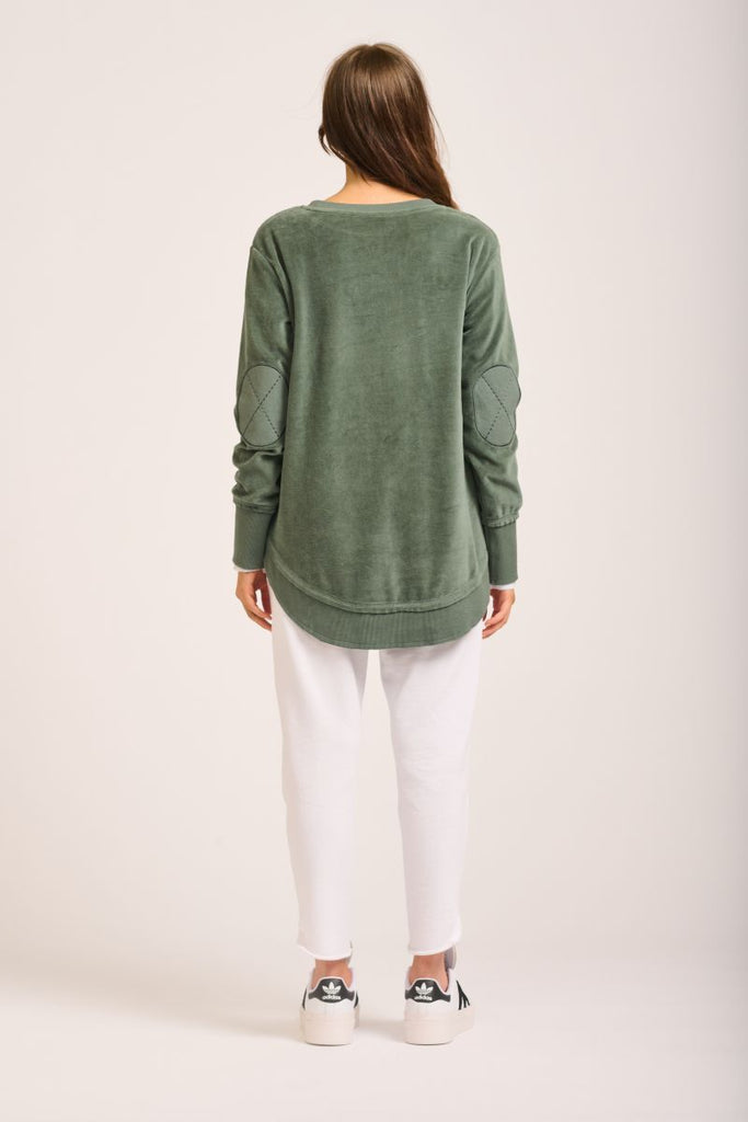 High-Low Velour Sweatshirt - Pine