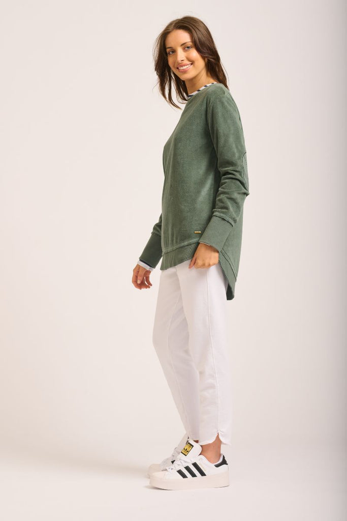 High-Low Velour Sweatshirt - Pine