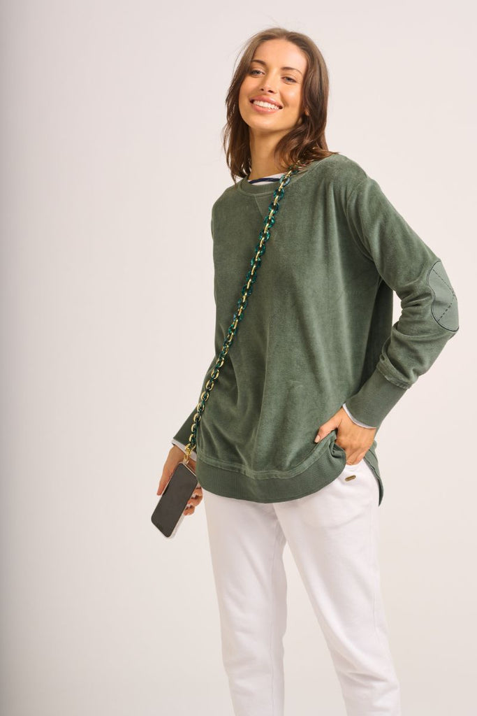 High-Low Velour Sweatshirt - Pine