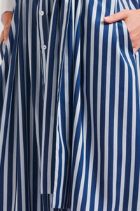 The Leah Oversized Longline Shirtdress - Blue Combo Stripe