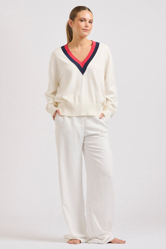 Links Sweater - Club White/Navy/Red