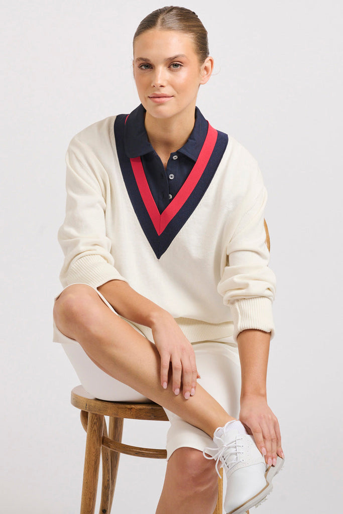 Links Sweater - Club White/Navy/Red