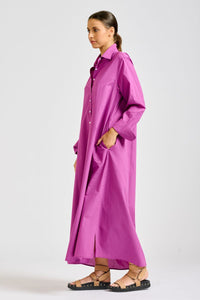The Luna Longline Shirtdress - Magenta