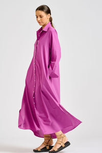 The Luna Longline Shirtdress - Magenta