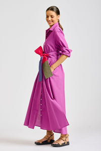 The Luna Longline Shirtdress - Magenta