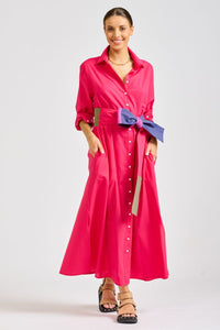 The Luna Longline Shirtdress - Raspberry