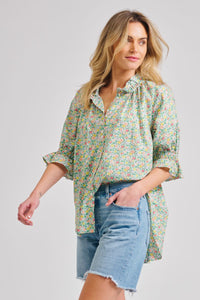 The Marlo Easy Flow Short Sleeve Shirt - Mint Floral