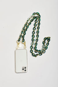 The Phone Chain - Green Resin & Gold