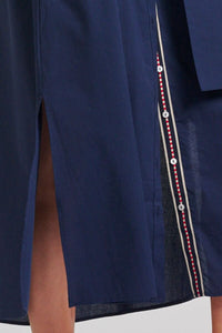 The Pippa Oversized Cotton Longline Dress - Navy