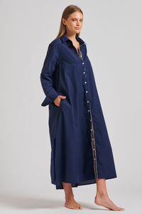 The Pippa Oversized Cotton Longline Dress - Navy