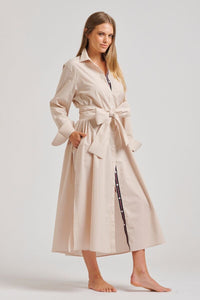 The Pippa Oversized Cotton Longline Dress - Stone