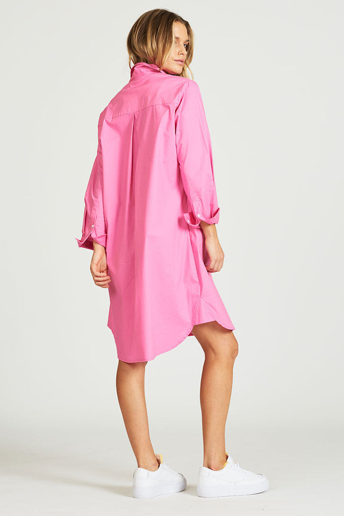 The Popover Shirt Dress - Hot Pink
