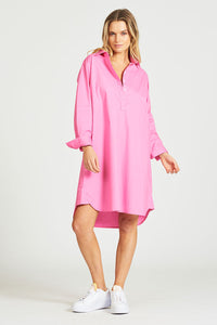 The Popover Shirt Dress - Hot Pink