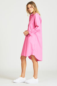 The Popover Shirt Dress - Hot Pink