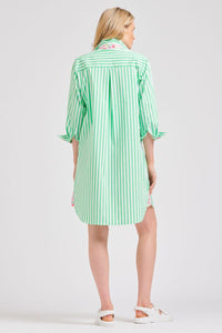The Popover Shirt Dress - Green Stripe & Floral