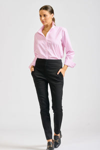 The Prue Classic Shirt - White/Pink Stripe