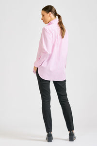 The Prue Classic Shirt - White/Pink Stripe