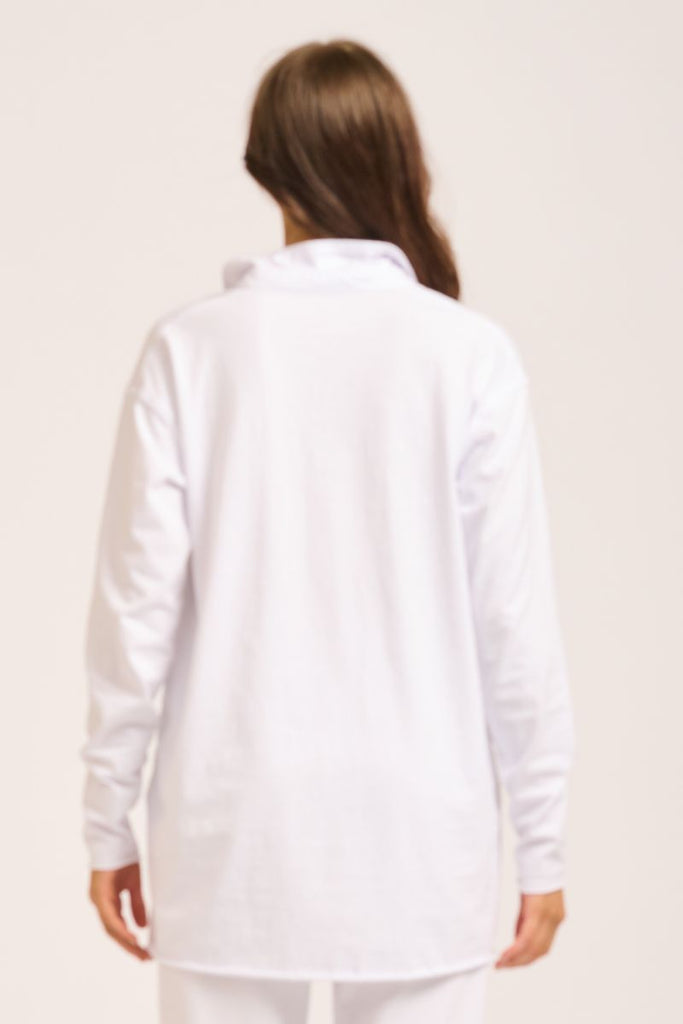 The Raw Collar Long Sleeve Tee - White