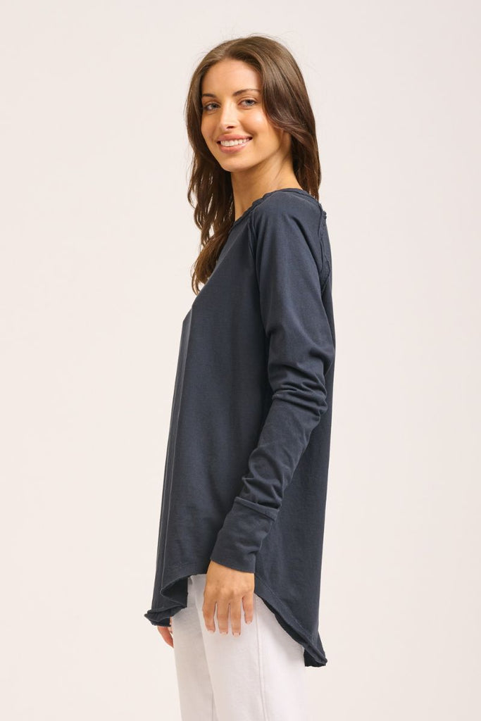 Raw crew long sleeve tee - washed black