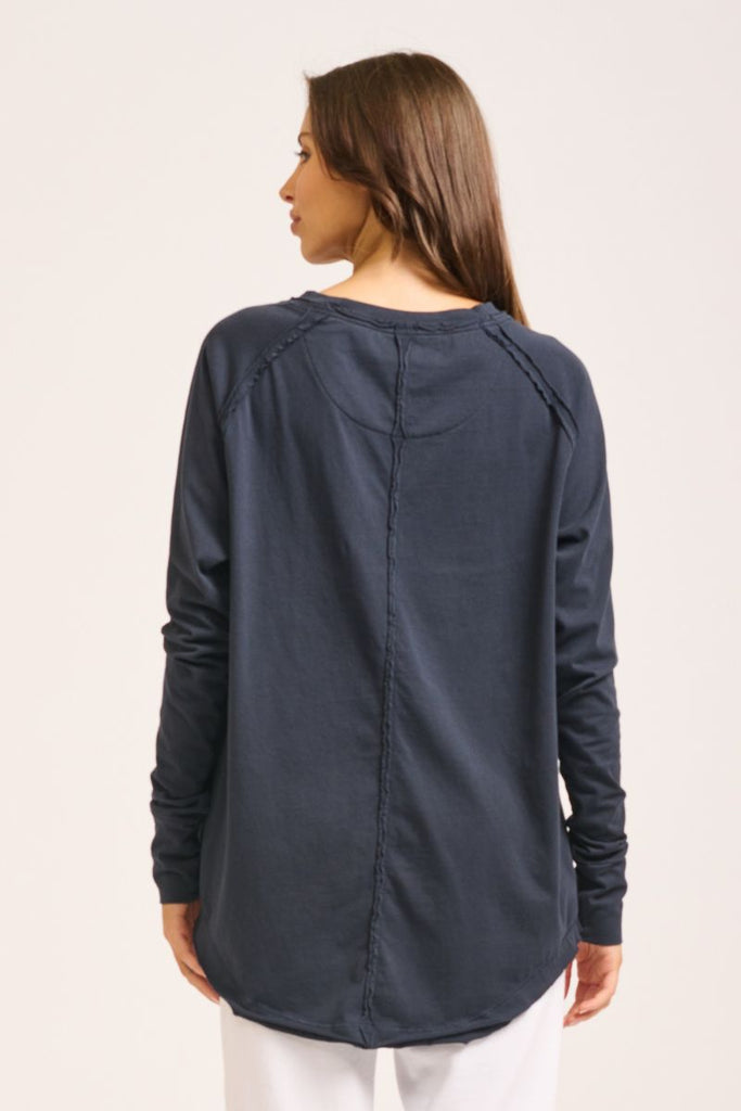 Raw crew long sleeve tee - washed black