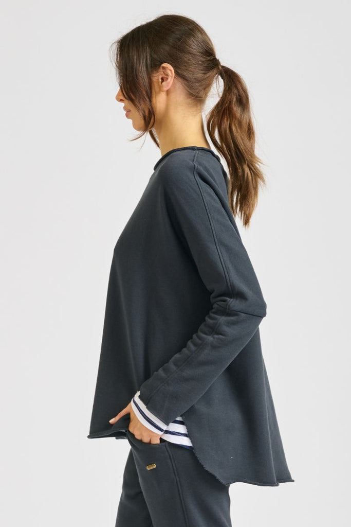 Raw long sleeve sweat - washed black